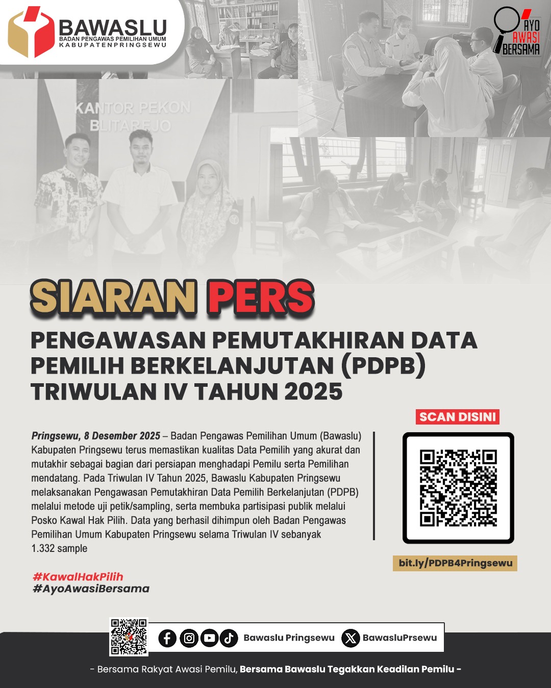 SIARAN PERS PENGAWASAN PEMUTAKHIRAN DATA PEMILIH BERKELANJUTAN (PDPB) TRIWULAN IV TAHUN 2025