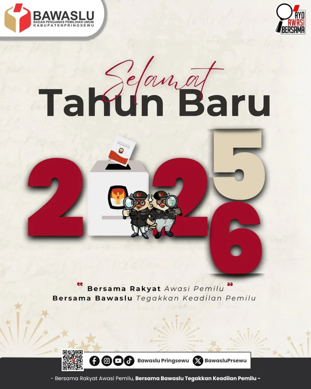 Bawaslu Pringsewu Ucapkan Selamat Tahun Baru 2026, Perkuat Komitmen Kawal Demokrasi
