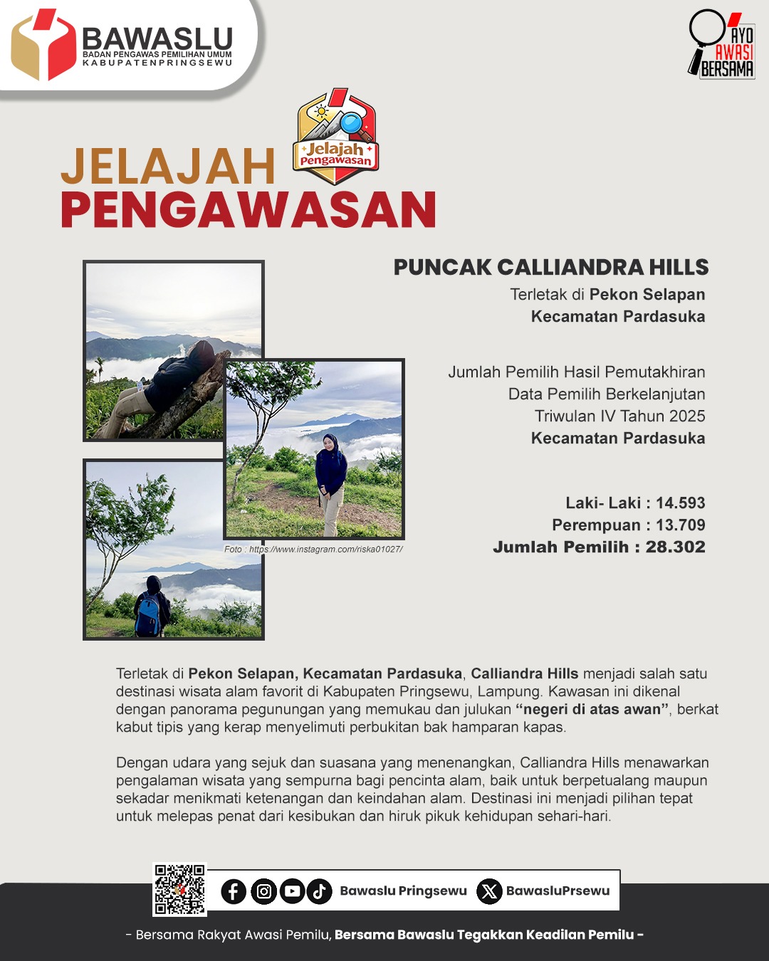 Jelajah Pengawasan Kenalkan Pesona Calliandra Hills Selapan Pringsewu
