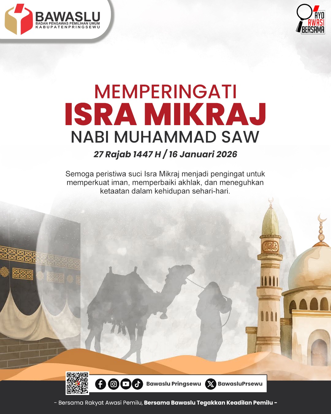 Bawaslu Pringsewu Ucapkan Selamat Memperingati Isra Mikraj Nabi Muhammad SAW 1447 H