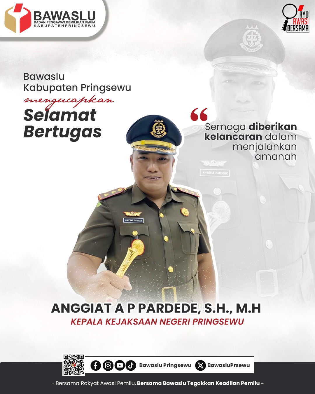 selamat bertugas kepada Anggiat AP Pardede, S.H., M.H. atas amanah yang diemban sebagai Kepala Kejaksaan Negeri Pringsewu