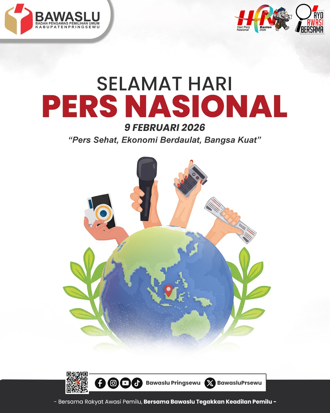 Bawaslu Kabupaten Pringsewu Ucapkan Selamat Hari Pers Nasional 2026