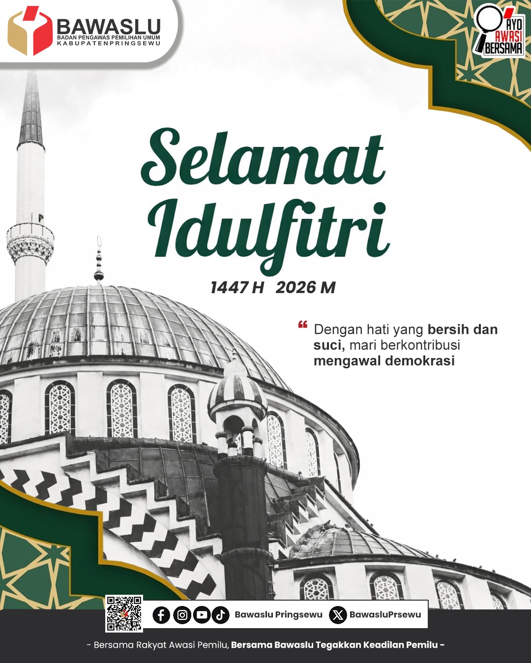 Bawaslu Pringsewu Ucapkan Selamat Idul Fitri 1447 H, Perkuat Kebersamaan dan Integritas Pengawasan