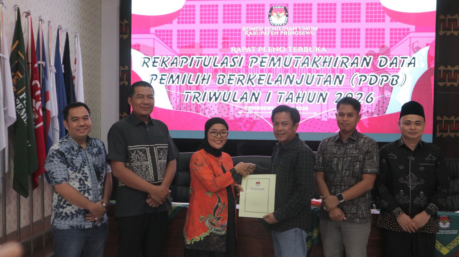 Pengawasan Pleno Rekapitulasi PDPB Triwulan I 2026, Bawaslu Pringsewu Sampaikan Rekomendasi