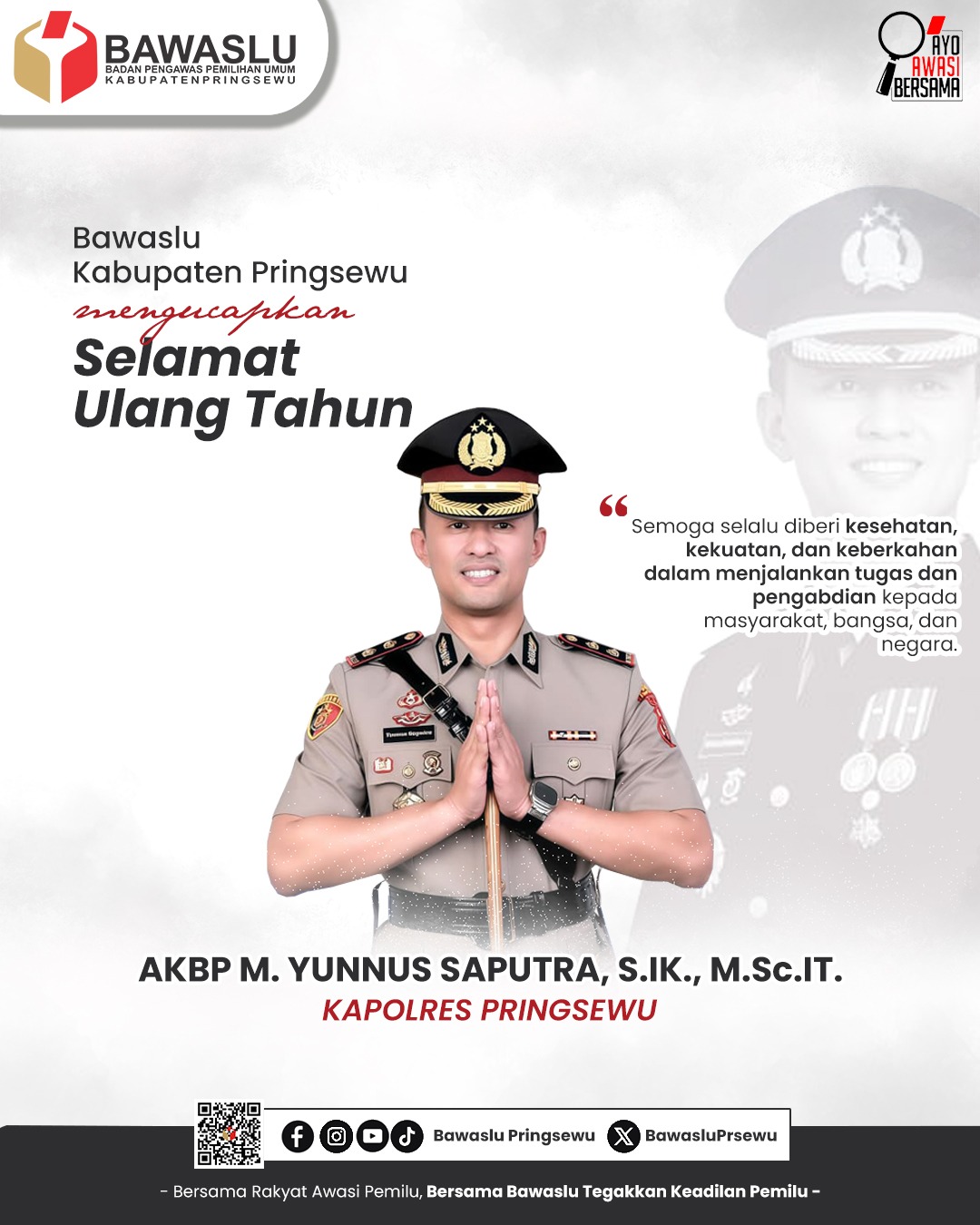 Bawaslu Kabupaten Pringsewu Ucapkan Selamat Ulang Tahun Kapolres Pringsewu