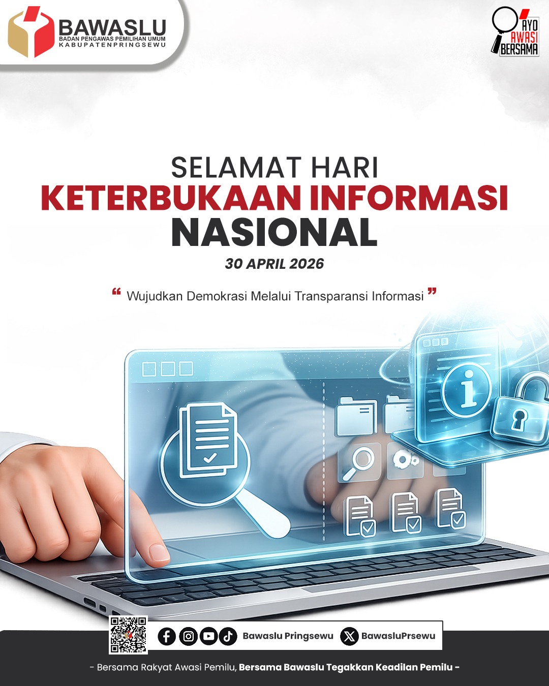 Peringati Hari Keterbukaan Informasi Nasional 2026, Bawaslu Pringsewu Ajak Masyarakat Kawal Demokrasi melalui Transparansi