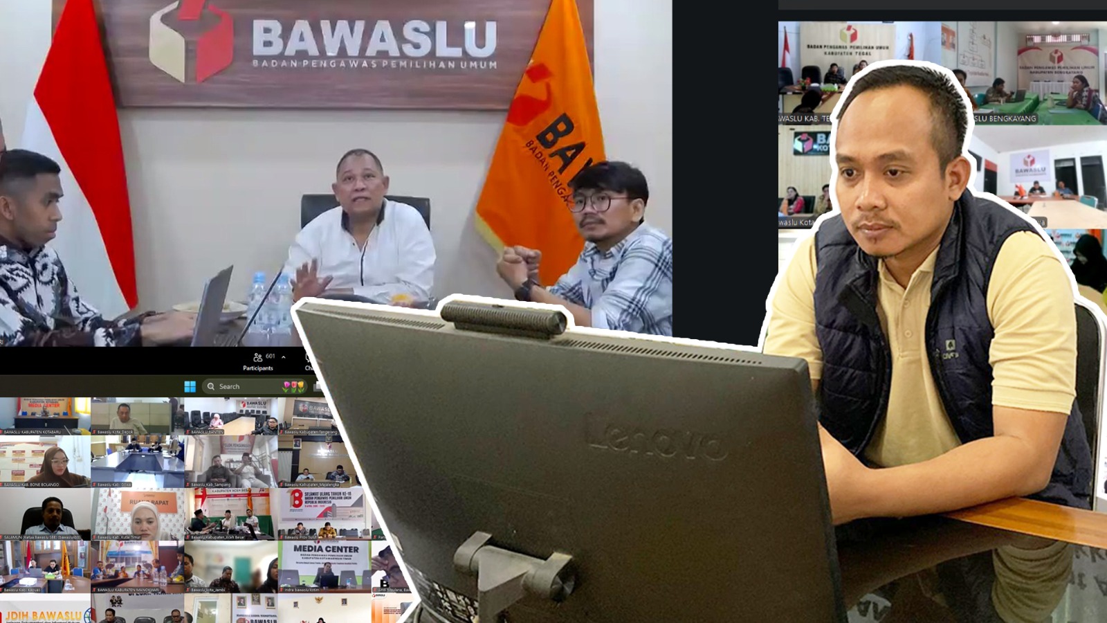 Konsolidasi Demokrasi Perkuat Penyelenggaraan Pemilu di Luar Tahapan, Bawaslu Pringsewu Ikuti Rapat Pembahasan Pelaporan 
