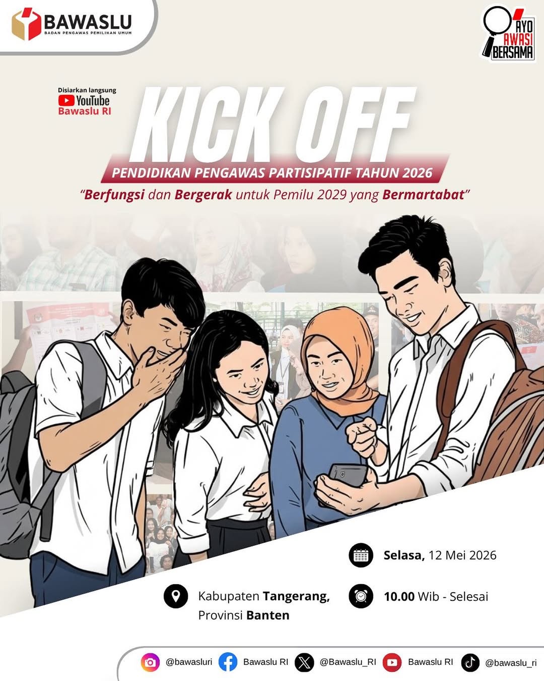 Bawaslu RI Gelar Kick Off Pendidikan Pengawas Partisipatif (P2P) 2026, Wujudkan Pemilu 2029 Bermartabat