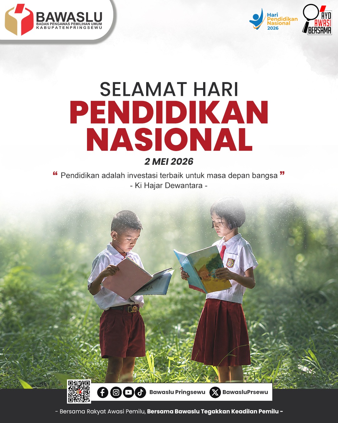 Peringatan Hari Pendidikan Nasional 2026, Bawaslu Pringsewu Ajak Masyarakat Perkuat Pengawasan Partisipatif Berbasis Pendidikan