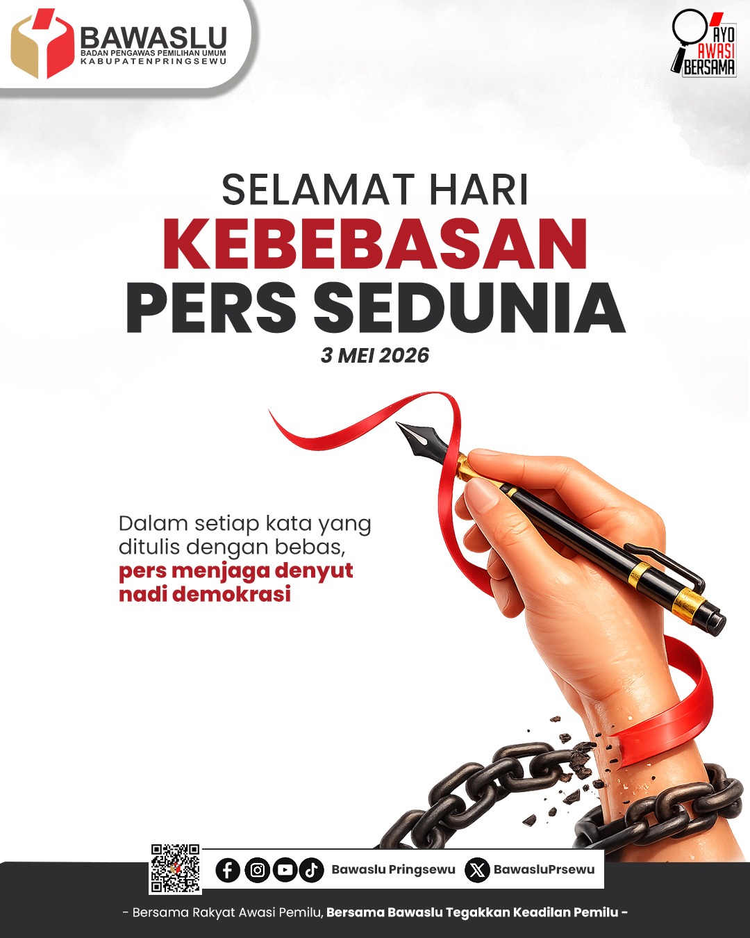 Bawaslu Pringsewu: Kebebasan Pers Pilar Penting Demokrasi dan Pengawasan Pemilu