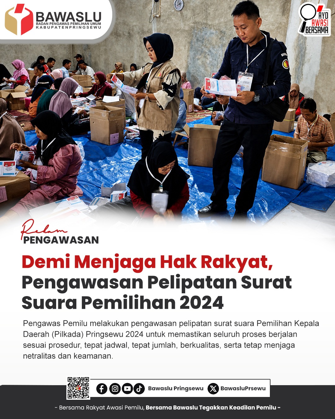 Rekam Pengawasan: Demi Menjaga Hak Rakyat, Pengawasan Pelipatan Surat Suara Pemilihan 2024