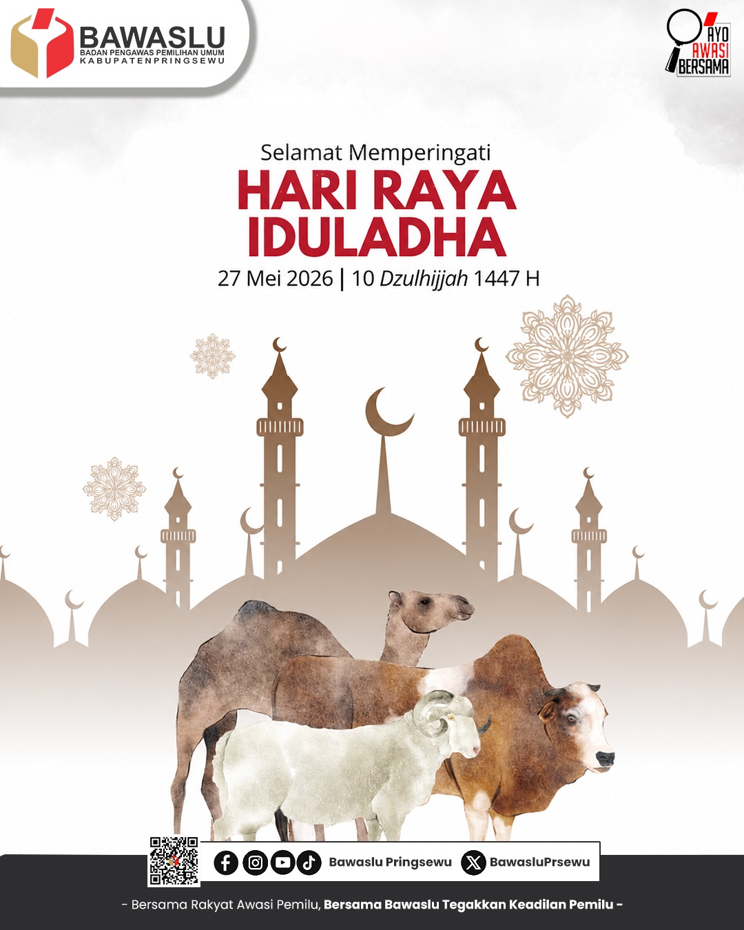 Bawaslu Kabupaten Pringsewu Ucapkan Selamat Hari Raya Iduladha 1447 Hijriah