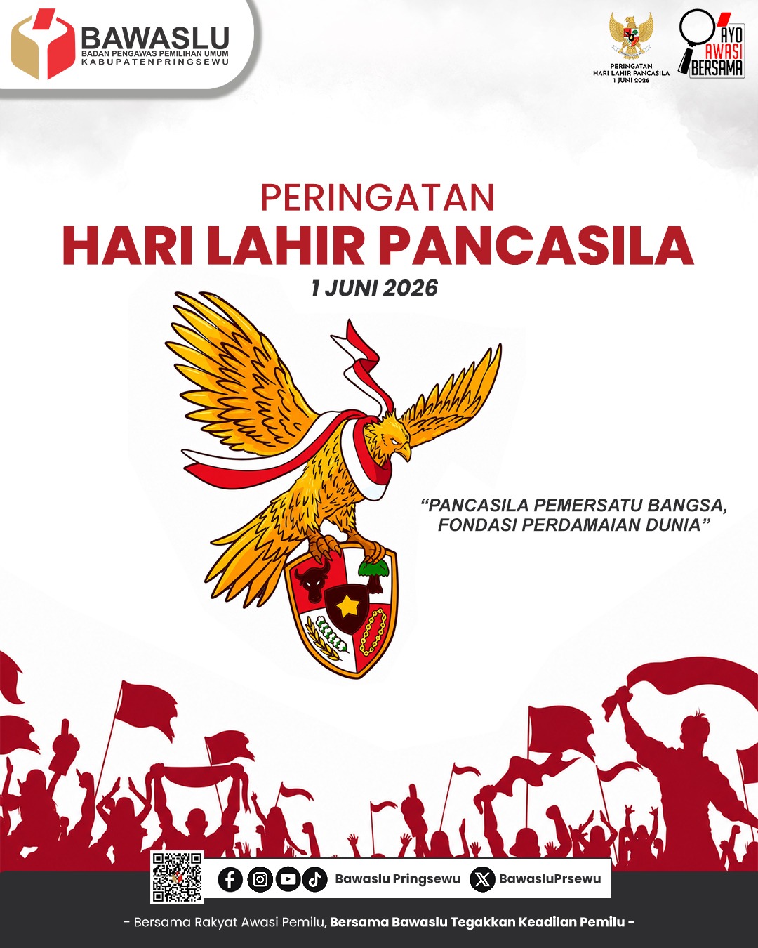 Bawaslu Kabupaten Pringsewu Ucapkan Selamat Hari Lahir Pancasila 2026, Teguhkan Semangat Persatuan Bangsa