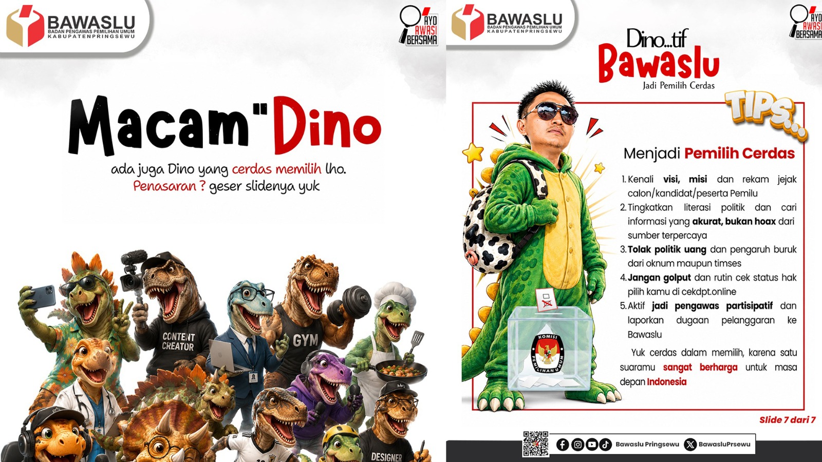 Dino Cerdas Memilih, Bawaslu Pringsewu Ajak Masyarakat Jadi Pemilih Cerdas Sejak Dini