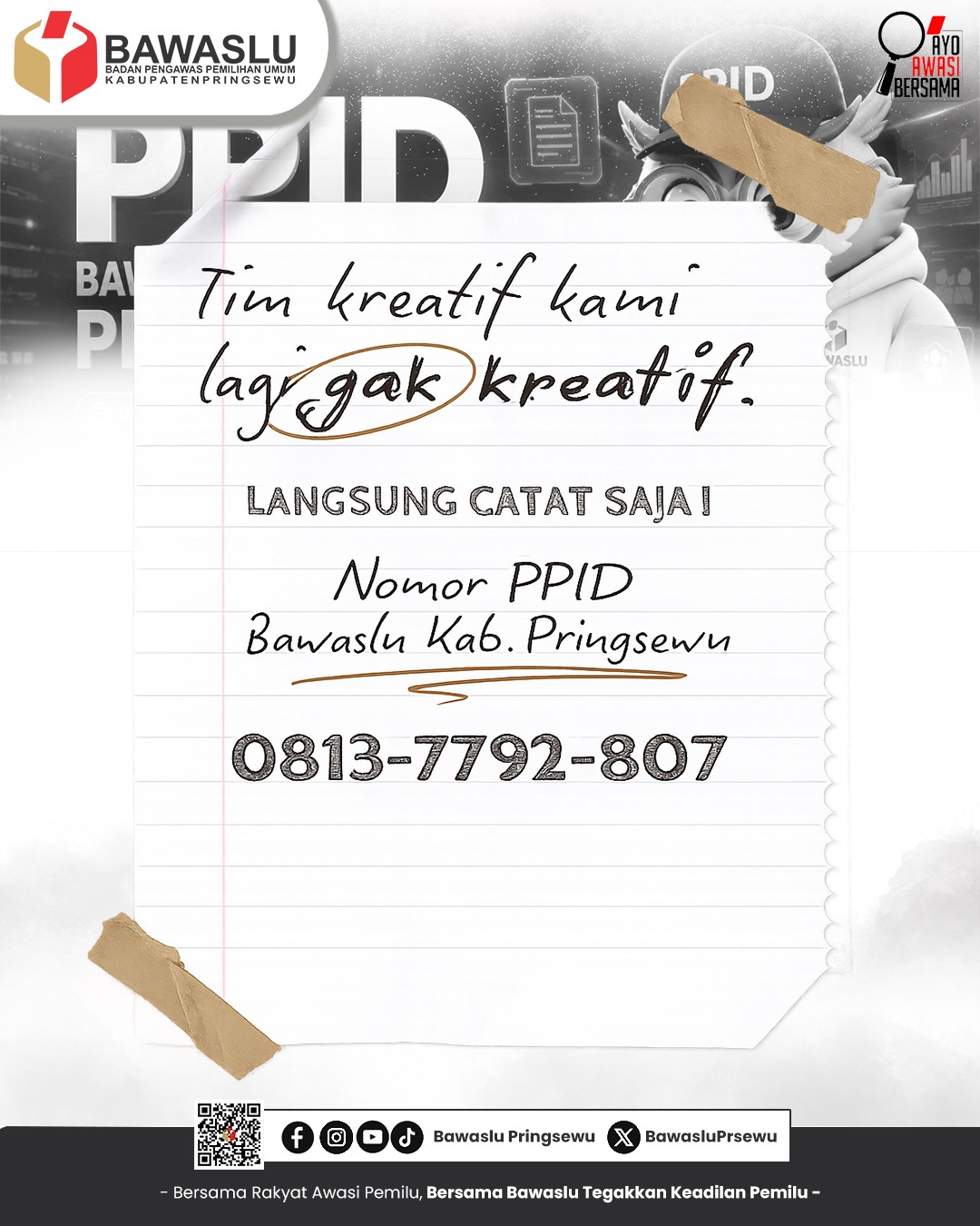 Simpan Kontak PPID Bawaslu Kabupaten Pringsewu, Akses Informasi dan Layanan Pengawasan Jadi Lebih Mudah