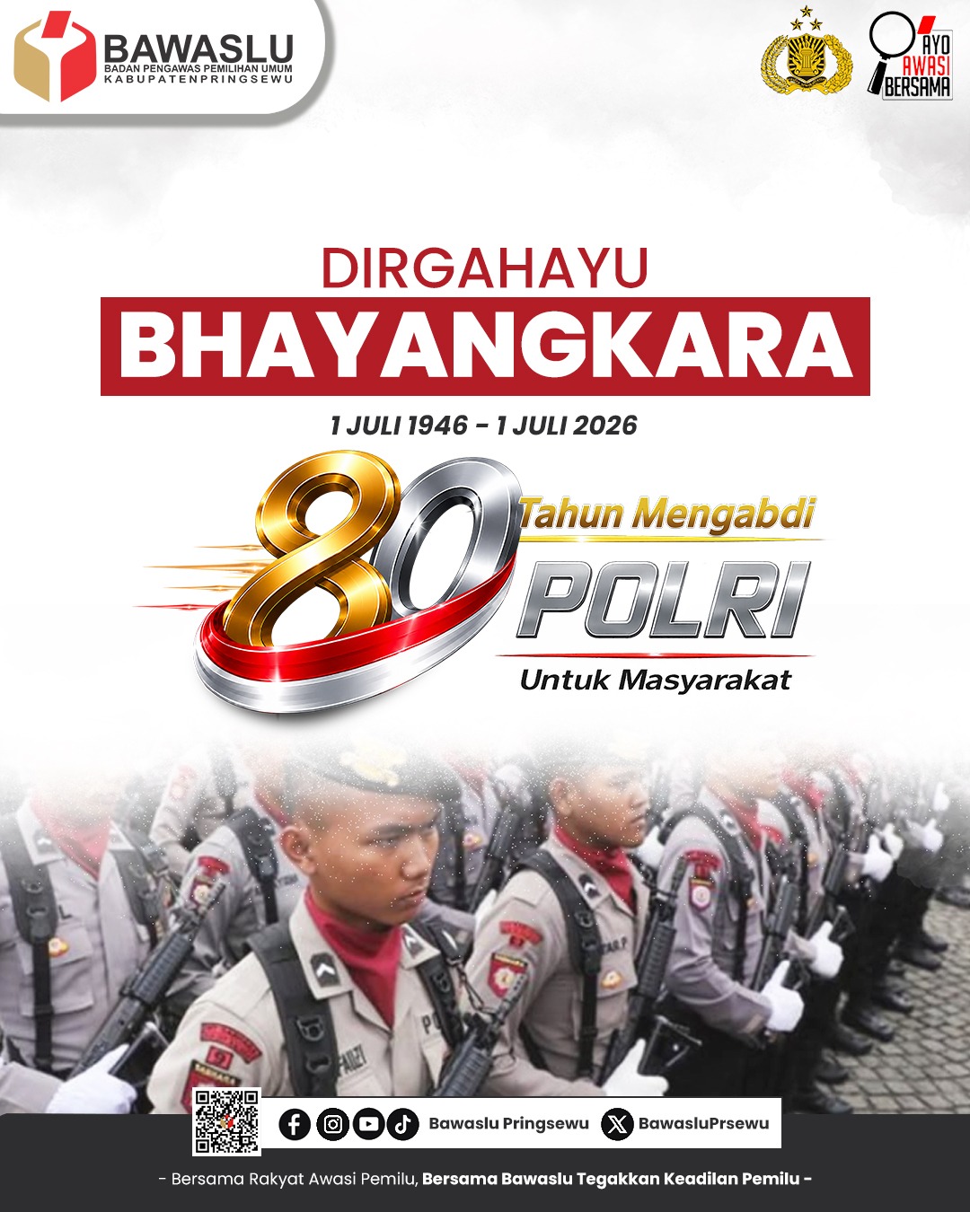 Bawaslu Kabupaten Pringsewu Ucapkan Selamat Hari Bhayangkara ke-80, Apresiasi Dedikasi Polri untuk Masyarakat