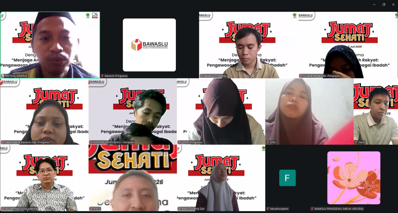 Bawaslu Kabupaten Pringsewu Gelar Jumat Sehati Melalui Tausiyah Bersama