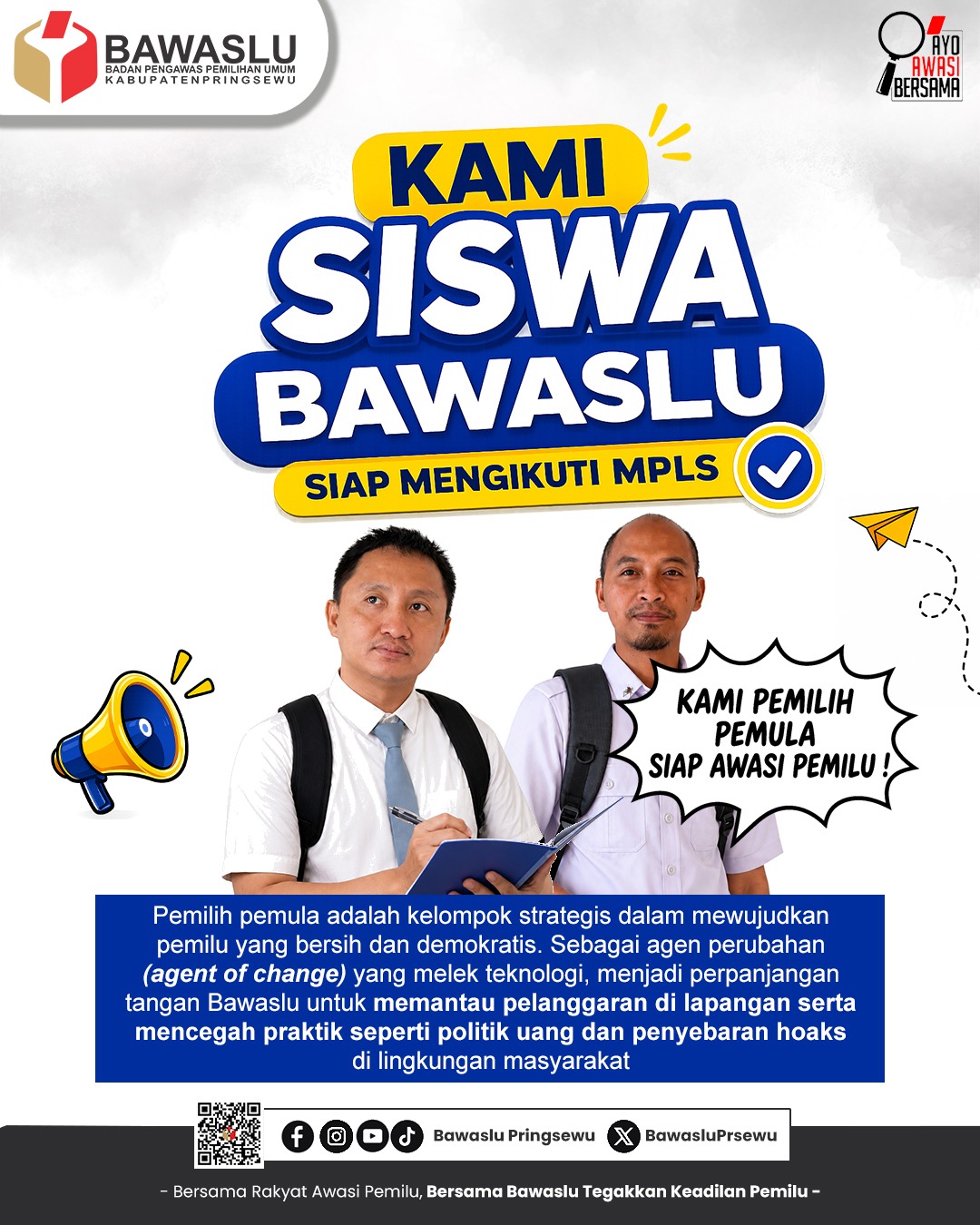 Bawaslu Kabupaten Pringsewu Ajak Pelajar MPLS 2026 Menjadi Pemilih Pemula yang Cerdas dan Siap Mengawasi Pemilu