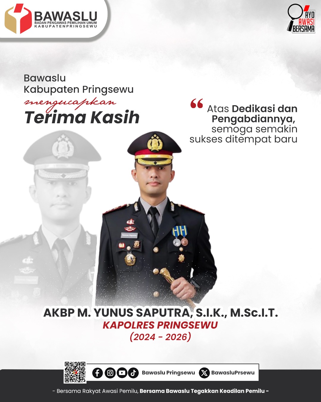 Bawaslu Kabupaten Pringsewu Sampaikan Apresiasi kepada AKBP M. Yunus Saputra atas Dedikasi dan Sinergi Penguatan Demokrasi