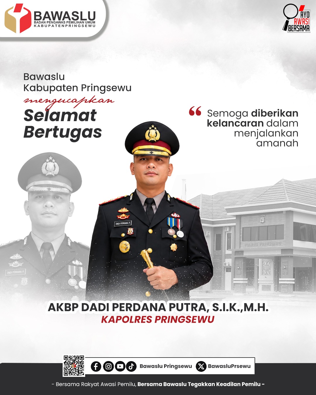Bawaslu Kabupaten Pringsewu Ucapkan Selamat Datang kepada AKBP Dadi Perdana Putra sebagai Kapolres Pringsewu