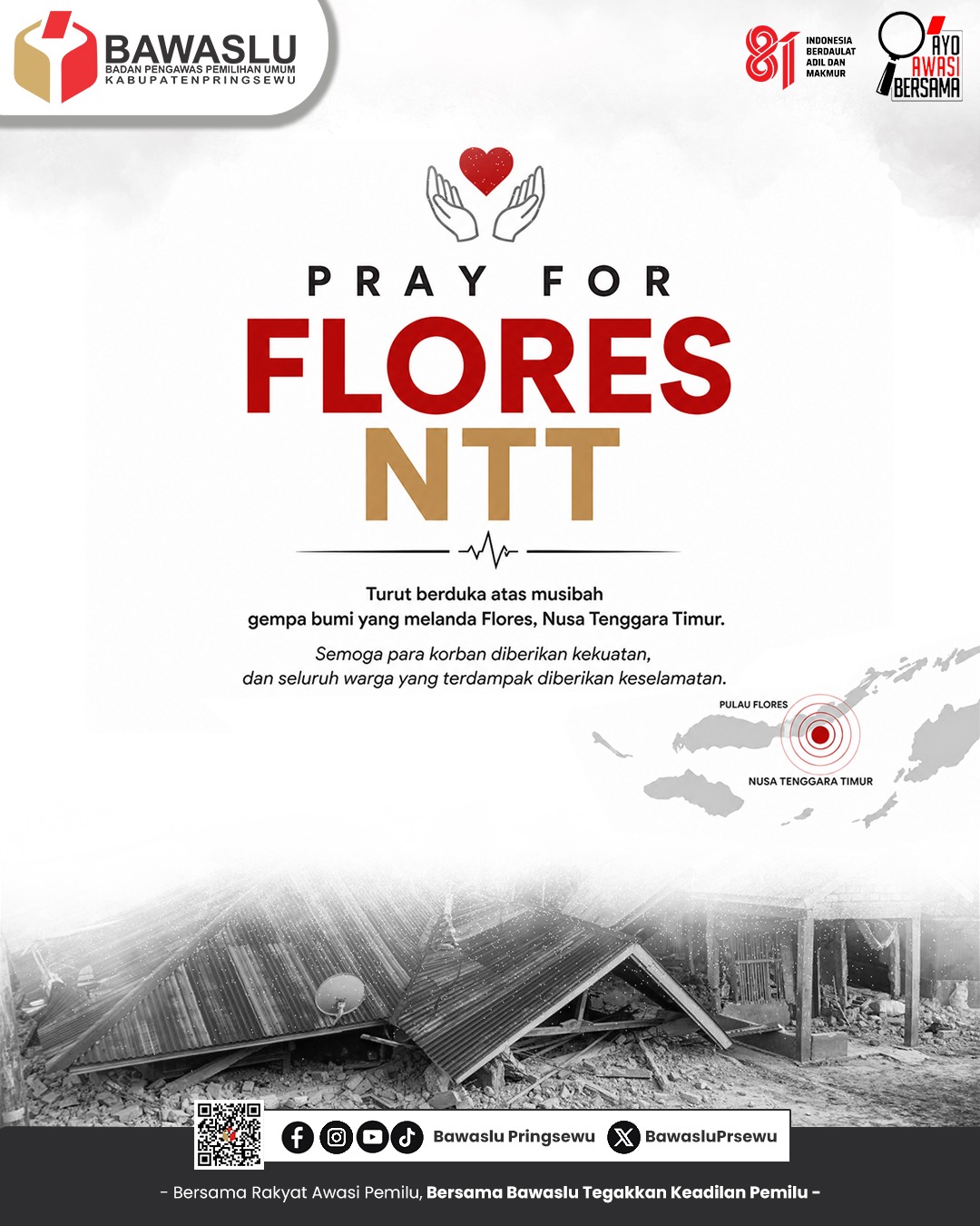 Bawaslu Pringsewu Sampaikan Duka dan Doa untuk Masyarakat Flores, Nusa Tenggara Timur