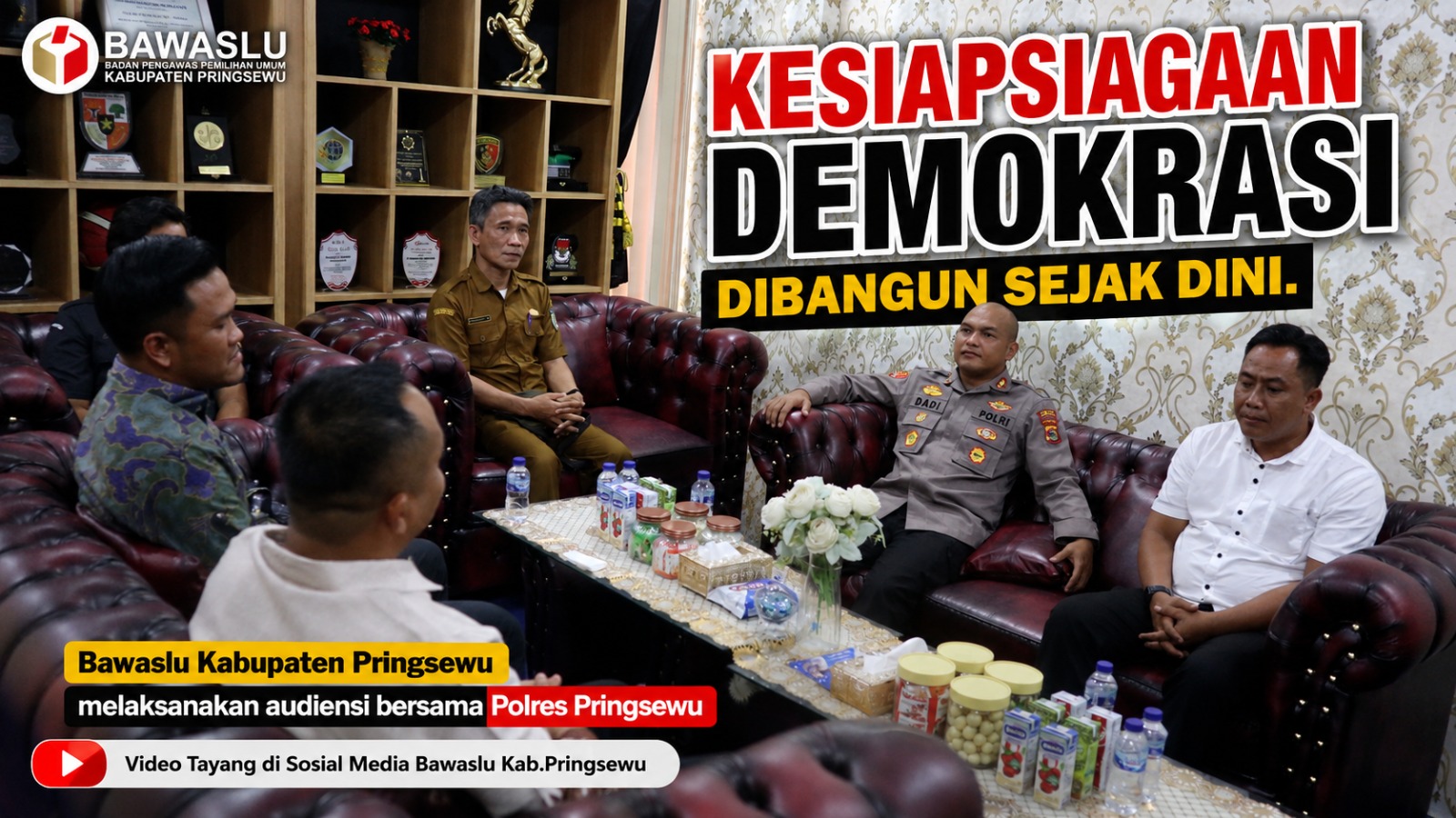 Video Audiensi Bawaslu Kabupaten Pringsewu Bersama Polres Pringsewu Tayang di Media Sosial