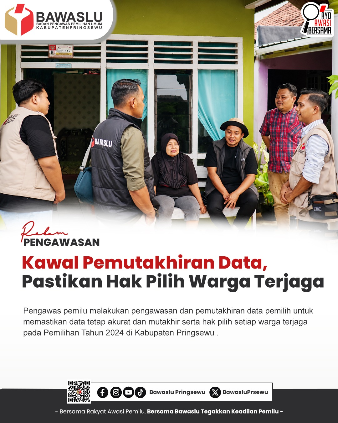 #RekamPengawasan Bawaslu Pringsewu Kawal Data Pemilih agar Akurat dan Mutakhir