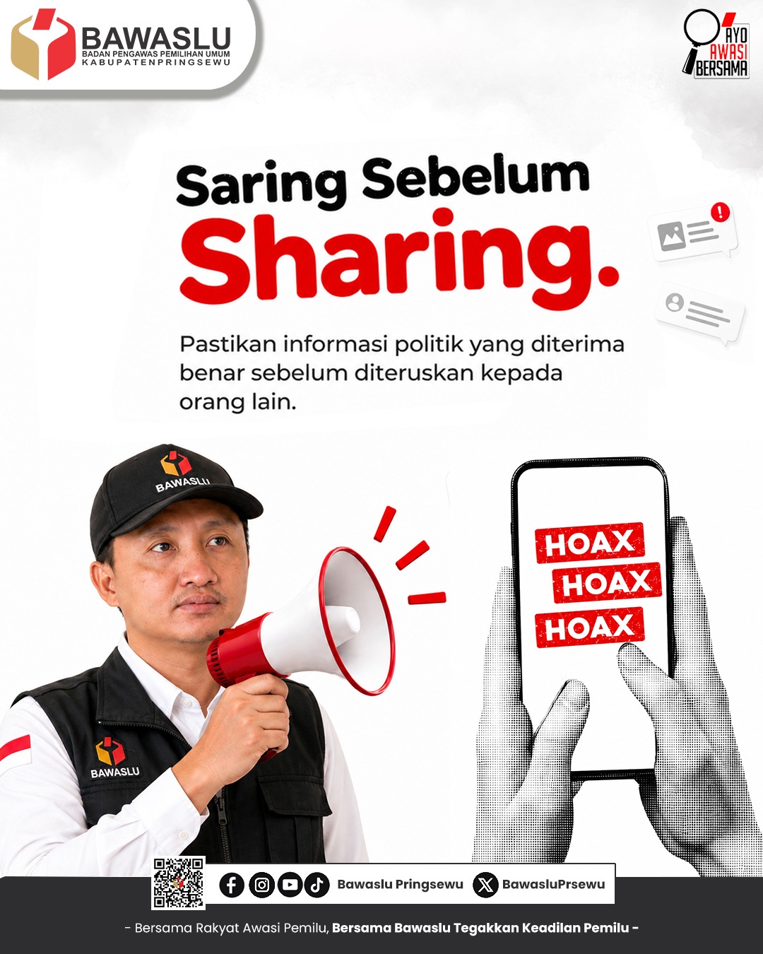 Saring Sebelum Sharing, Bawaslu Pringsewu Ajak Masyarakat Bijak Bermedia Sosial