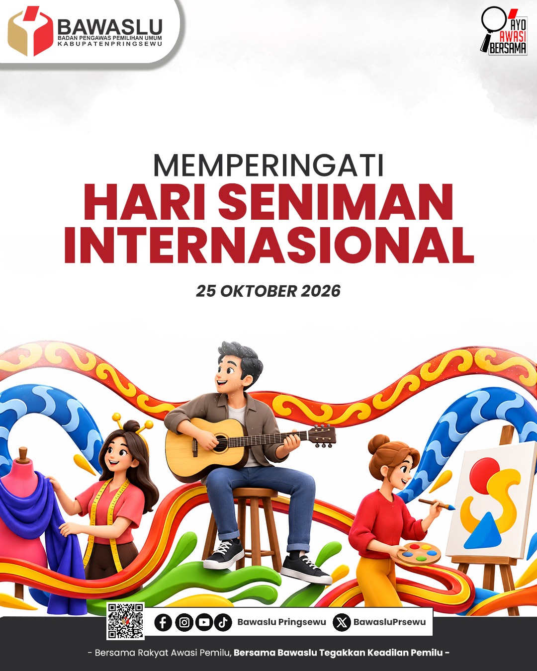 Bawaslu Pringsewu Ucapkan Selamat Hari Seniman Internasional 2026, Apresiasi Kreativitas dan Karya Seni