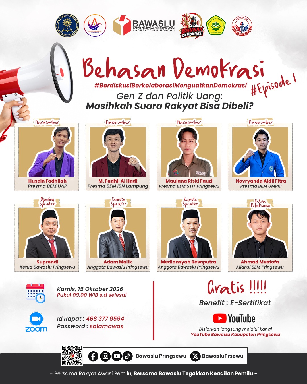 Bawaslu Pringsewu Ajak Gen Z Perkuat Demokrasi melalui Diskusi Politik Uang
