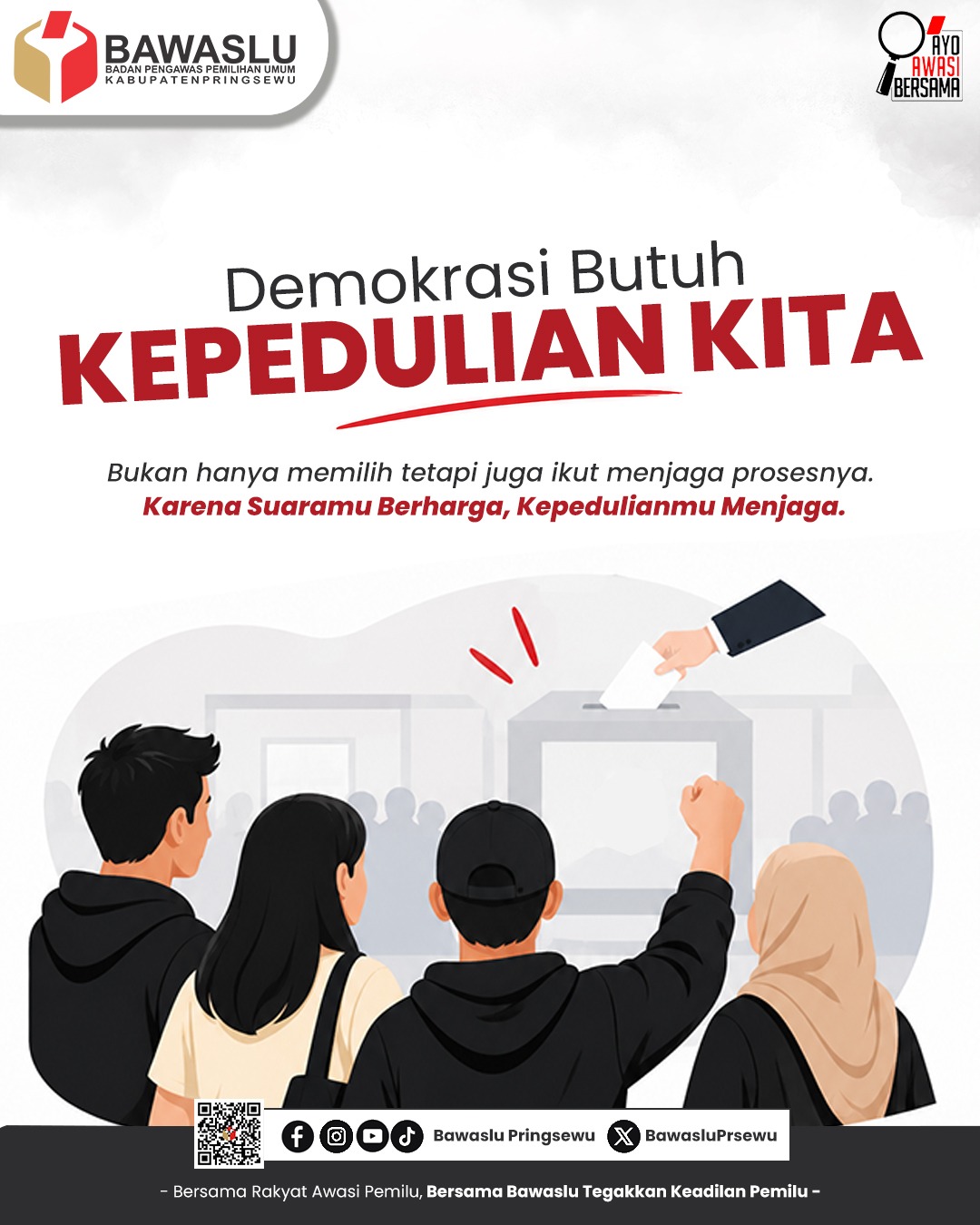 Bawaslu Pringsewu Ajak Masyarakat Peduli dan Aktif Mengawal Demokrasi