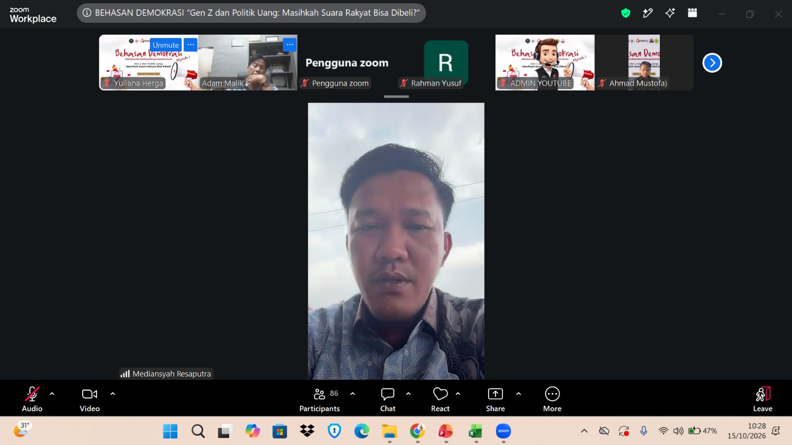 Mediansyah Resaputra:  Gen Z Harus Berani Tolak Politik Uang & Berani Laporkan Dugaan Pelanggaran Pemilu ke Bawaslu