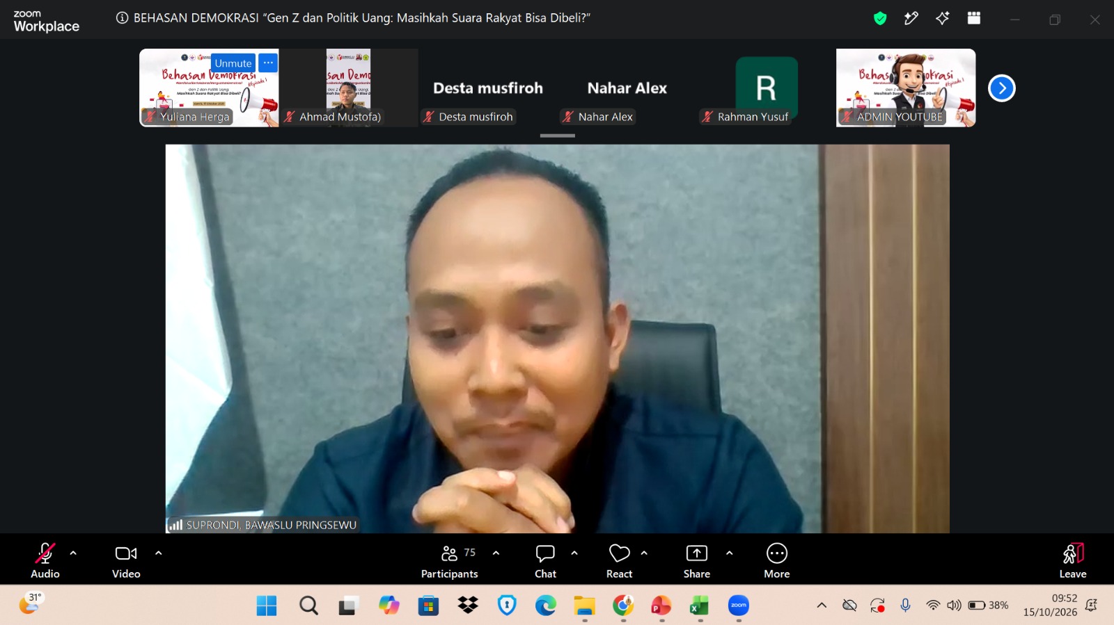 Buka Behasan Demokrasi Episode 1, Suprondi : Gen Z Punya Peran Penting dalam Melawan Politik Uang 