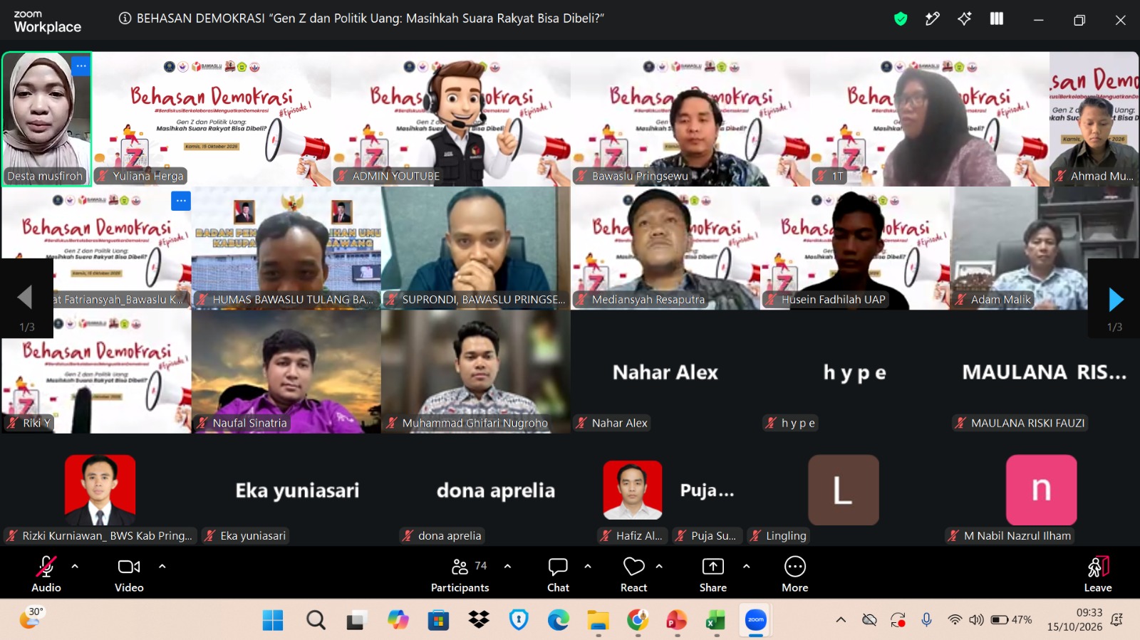 Behasan Demokrasi Episode 1, Bawaslu Pringsewu Ajak Gen Z Lawan Politik Uang