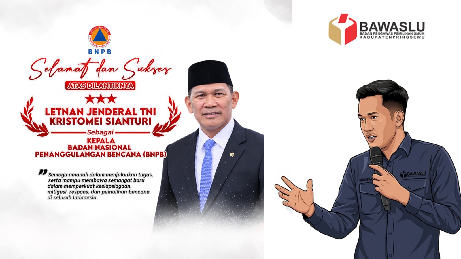 Mediansyah Resaputra Sampaikan Selamat atas Pelantikan Letjen TNI Kristomei Sianturi sebagai Kepala BNPB