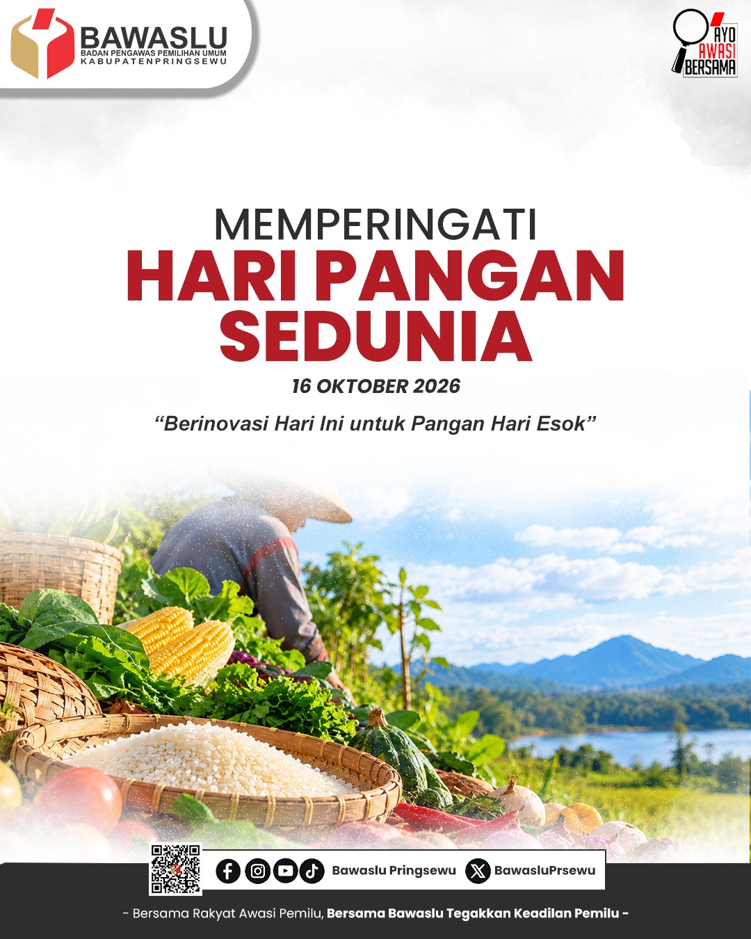 Bawaslu Pringsewu Ucapkan Selamat Hari Pangan Sedunia 2026, Ajak Masyarakat Dukung Ketahanan Pangan