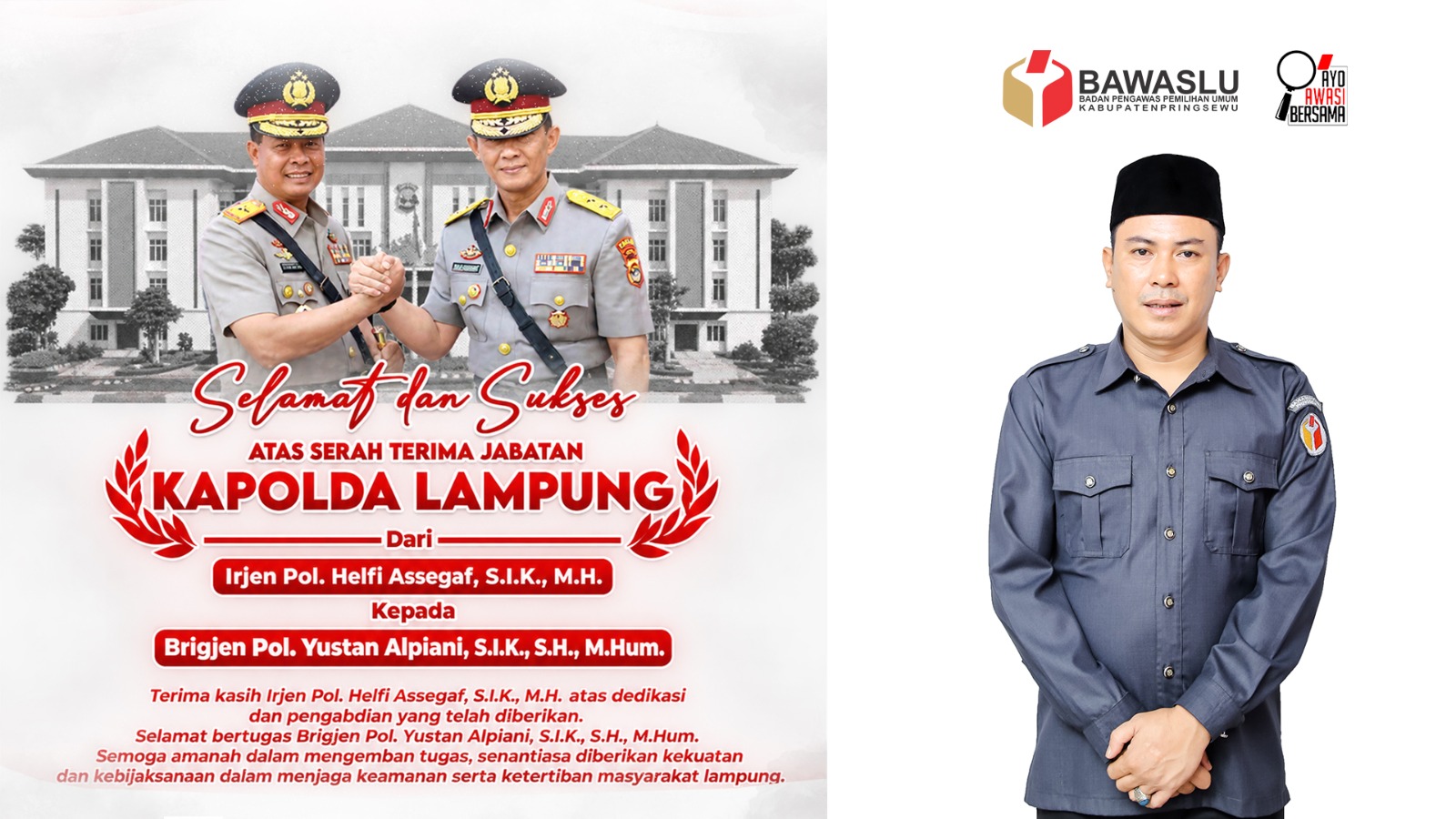 Adam Malik Sampaikan Apresiasi dan Ucapan Selamat atas Pergantian Kapolda Lampung