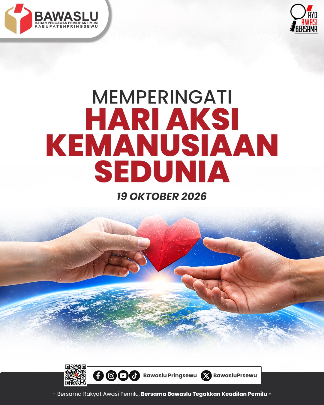 Bawaslu Pringsewu Peringati Hari Aksi Kemanusiaan Sedunia 2026, Perkuat Kepedulian dan Solidaritas