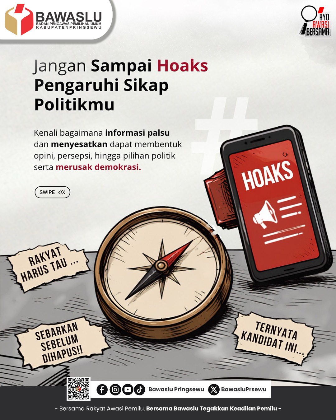 Bawaslu Pringsewu Ajak Masyarakat Waspada Hoaks untuk Menjaga Kualitas Demokrasi