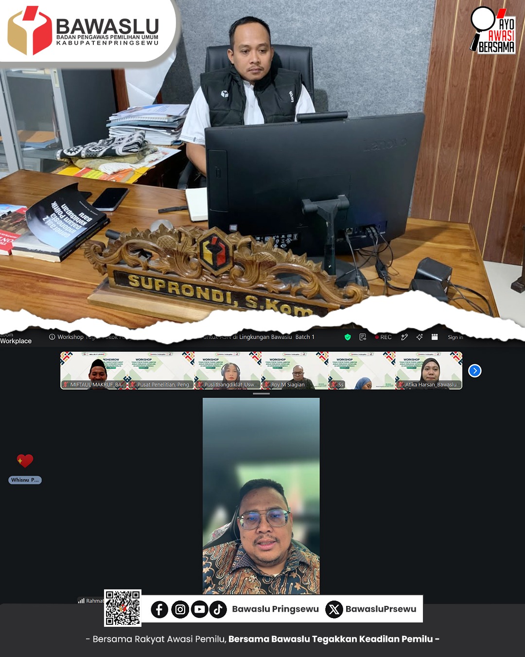 Bawaslu Pringsewu Ikuti Workshop Tugas Pokok dan Fungsi Jabatan Analis Kebijakan