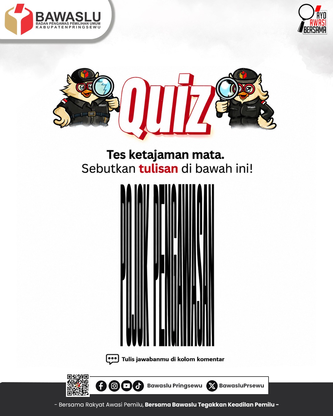 Bawaslu Pringsewu Ajak Sahabat Bawaslu Ikuti Kuis Tebak Tulisan