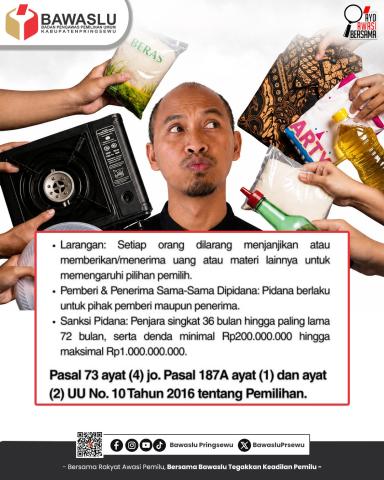 Bawaslu Pringsewu Ajak Masyarakat Tolak Politik Uang, Sembako Bukan Alat Tukar Suara