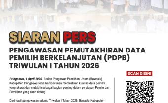 Bawaslu Pringsewu Lakukan Pengawasan PDPB Triwulan I 2026, Pastikan Data Pemilih Akurat dan Mutakhir