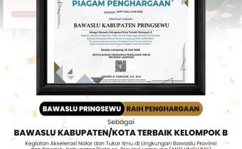 Bawaslu Pringsewu Raih Predikat Terbaik Kelompok B pada Kegiatan ANTI LINGLUNG Tingkat Provinsi Lampung