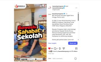 Bawaslu Pringsewu Kenalkan Nilai Demokrasi melalui Pemilihan Ketua OSIM di SMA IT IMBOS