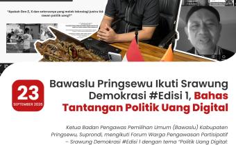 Bawaslu Pringsewu Ikuti Srawung Demokrasi #Edisi 1, Bahas Tantangan Politik Uang Digital